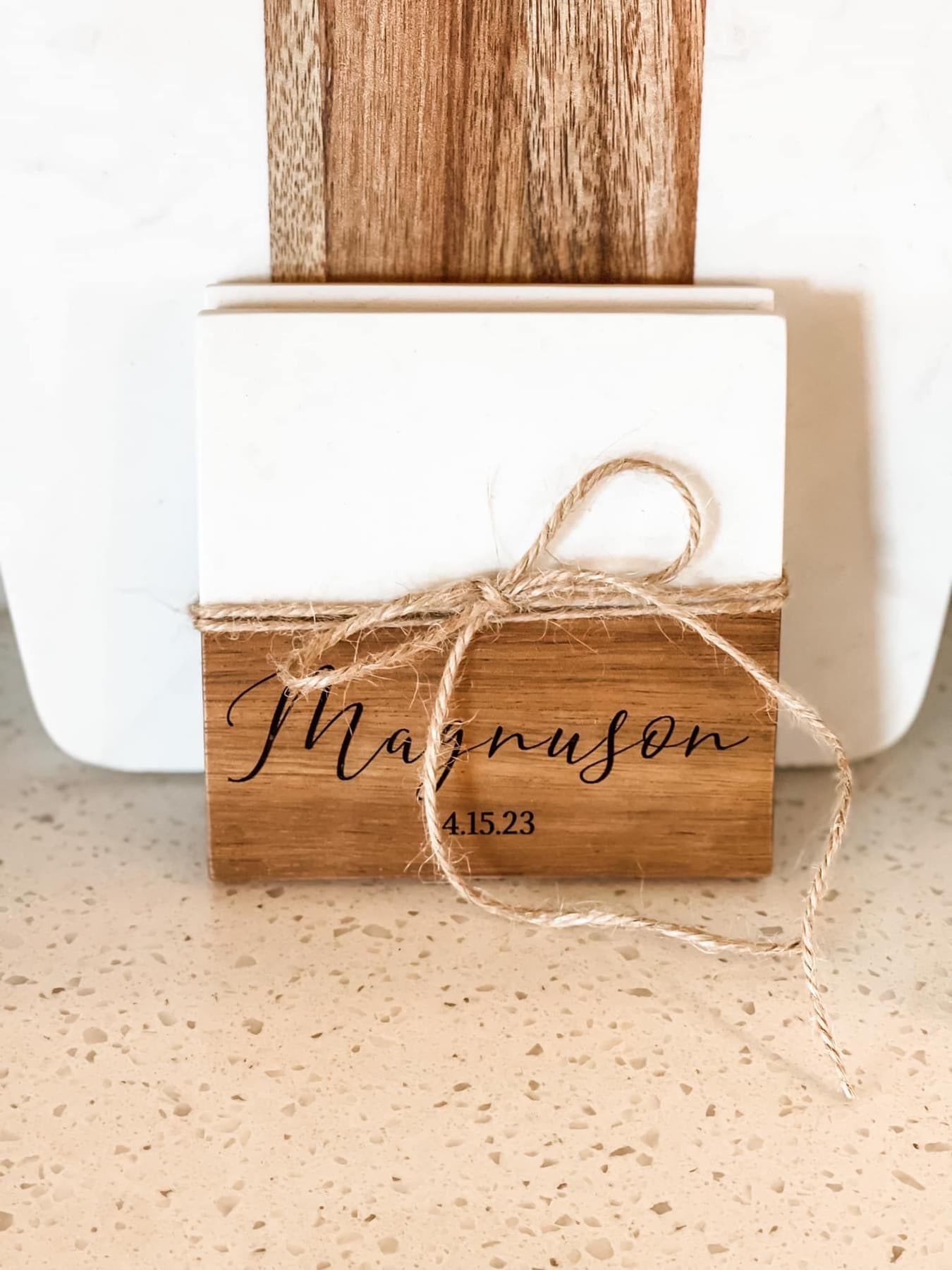 Wood/Marble Coaster Set of 2