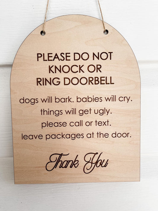 Do Not Knock Front Door Sign