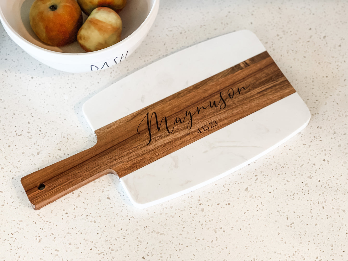 Personalized marble & acacia wood cutting board WHOLESALE